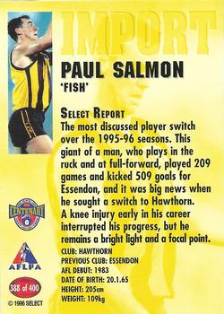 1996 Select AFL #388 Paul Salmon Back